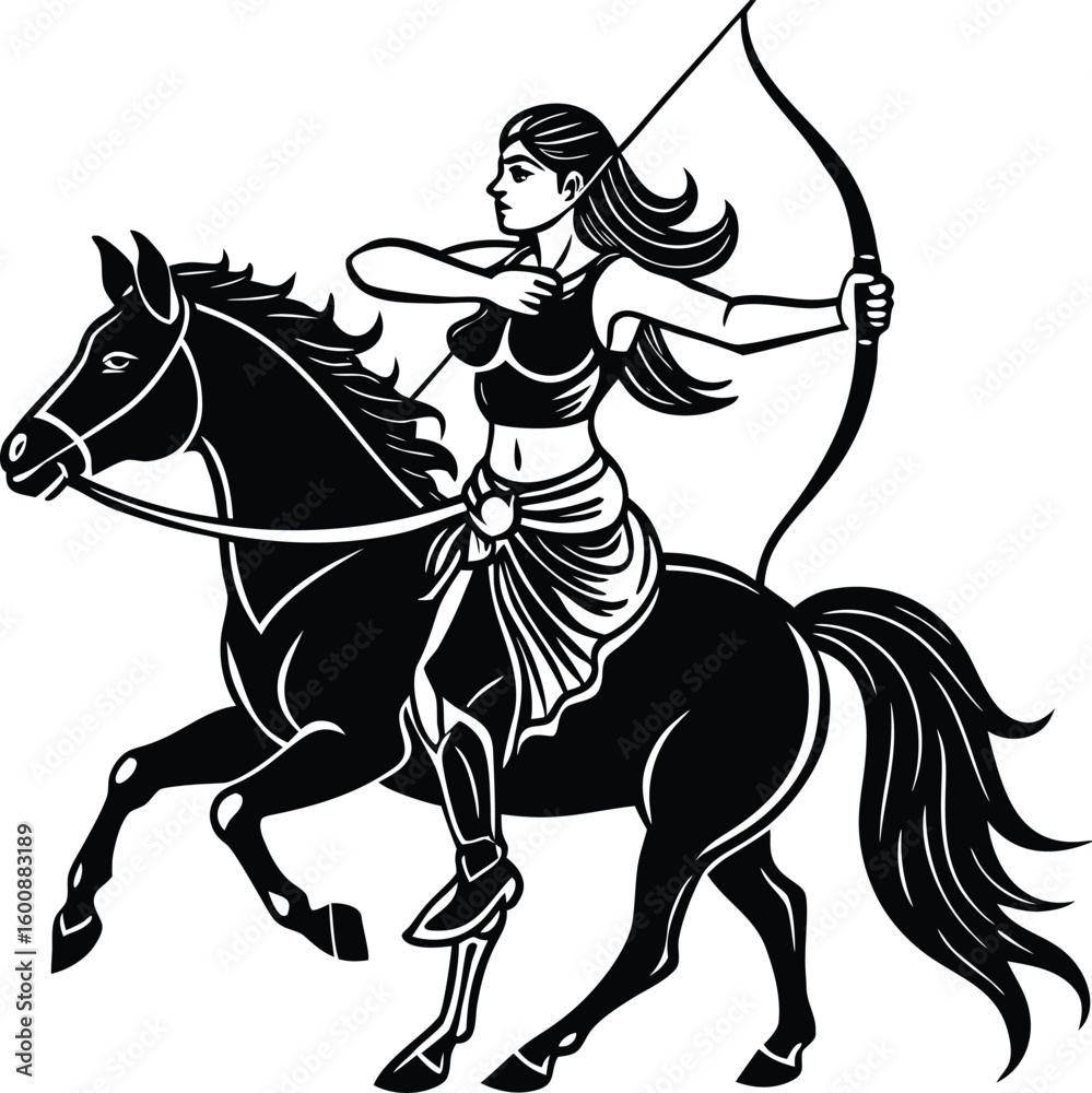 Black vector silhouette of a knight on horseback, a dynamic illustration of a warrior riding an animal in sport, challenge, competition ,war, figure, traditional, rider
