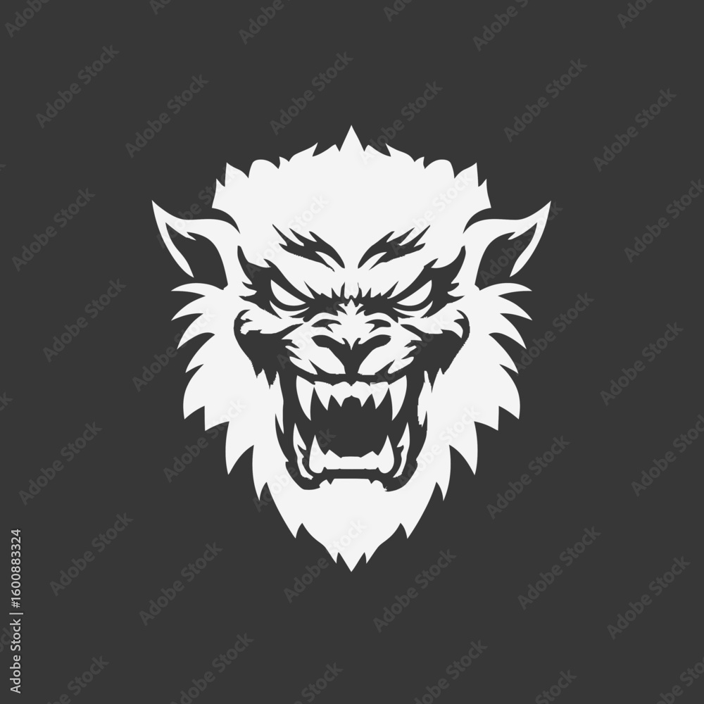 Obraz premium Fierce wolf graphic roars aggressively showcasing fangs emblem dark background