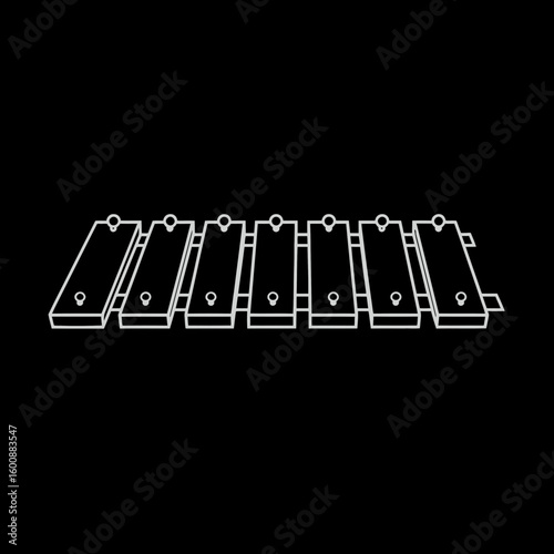 Musical xylophone outlines display rhythm within monochrome space minimalist lines define instrument art