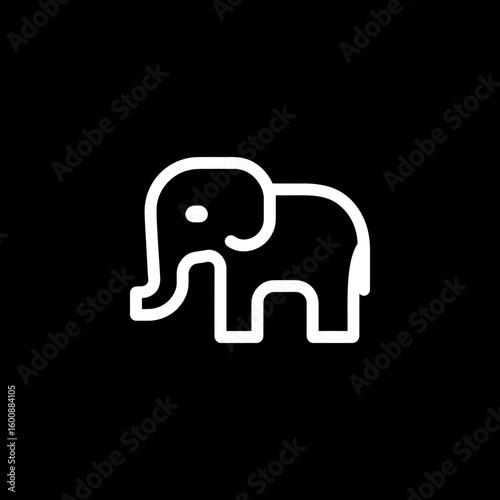 Minimalist elephant illustration stands isolated against dark backdrop shows simplicity design animal