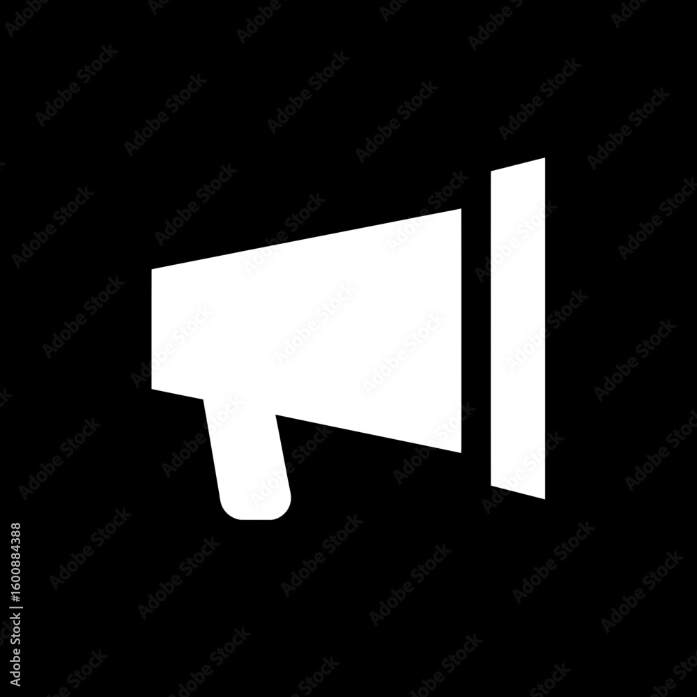 Fototapeta premium White megaphone announces news on black background promotion communication