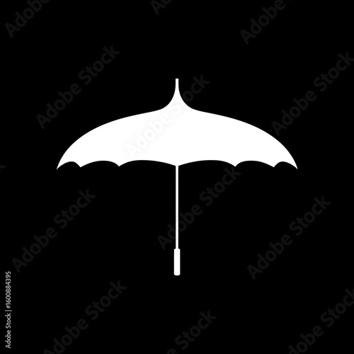 White umbrella icon protects against rain backdrop simple minimalist design