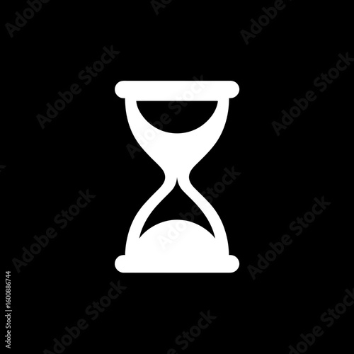 White hourglass depicts flowing sand against black background representing deadlines