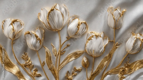 Elegant White And Gold Tulip Floral Design