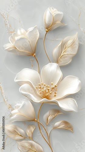 Elegant White Flowers With Gold Accents