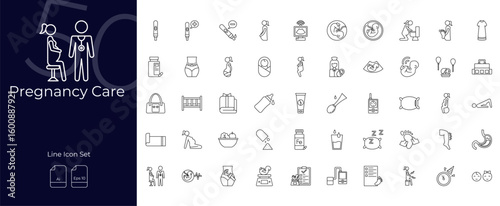Pregnancy Care Line Editable Icons set. Vector illustration in modern thin line style of Pregnancy Care icons: care, baby, infant, etc