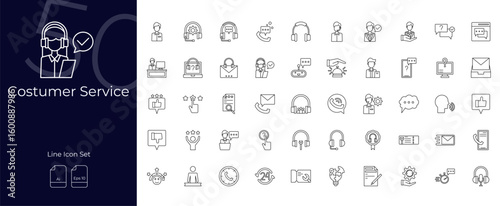 Costumer Service Line Editable Icons set. Vector illustration in modern thin line style of Costumer Service icons: contact, call, service, etc