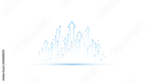business arrow showing upward finance investment profit growth arrows on transparent background.