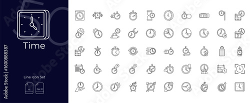 Time Line Editable Icons set. Vector illustration in modern thin line style of Time icons: date, clock, calendar, etc