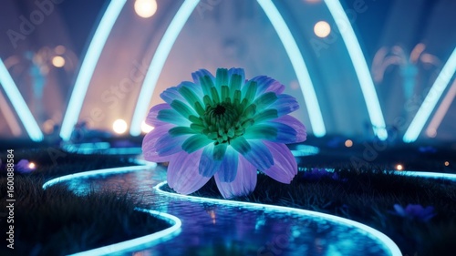 Immersive appeal dreamy neon flower garden background wallpaper for desktop and mobile screensavers art