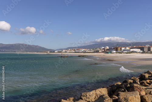 View of picturesque Los Lances Beach (Playa de Los Lances), Tarifa, Spain, Andalusia