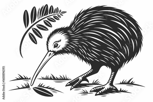 fascinating kiwi sihouette black vector