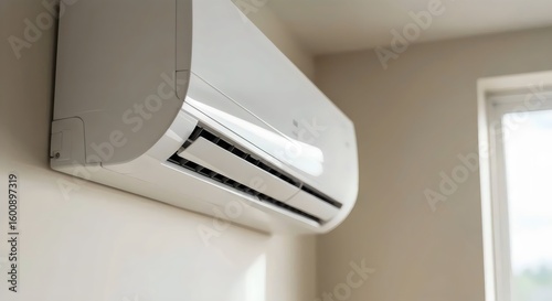 Stylish Ductless Air Conditioning System with Smart Thermostat Integration in Residential Space  