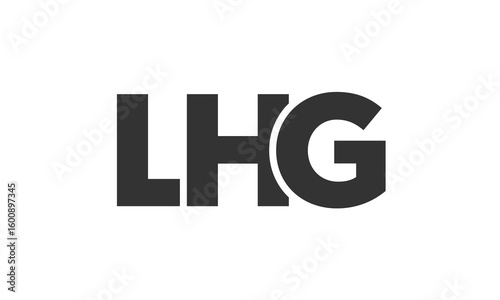 LHG logo design template with strong and modern bold text. Initial based vector logotype featuring simple and minimal typography. Trendy company identity.