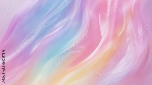 Wallpaper Mural Mesmerizing Flowing Iridescent Fabric Waves with Soft Pastel Color Transitions and Gentle Light Reflections Torontodigital.ca