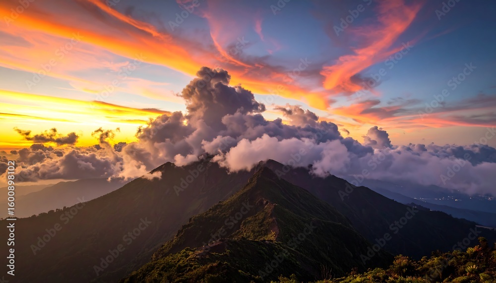 Fototapeta premium Majestic mountain range at sunset (1)