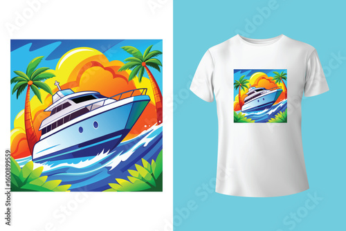 Grey tshirt design medieval ship sailing ocean waves