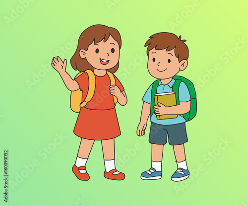 Smiling school kids with backpacks