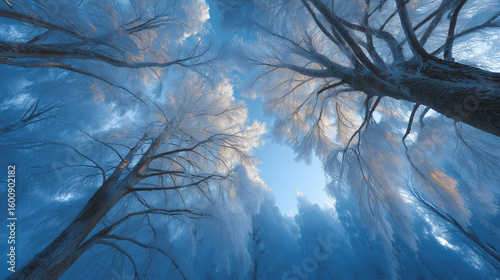Winter Trees Against a Softly Lit Sky in a Stark Landscape