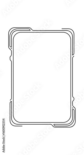 Futuristic digital display frame design with clean geometric lines and modern edge accents