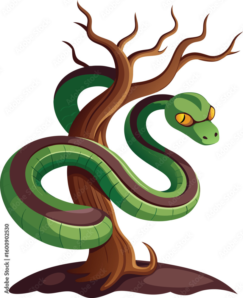 Obraz premium snake-coiled-around-a-swamp-tree-branch