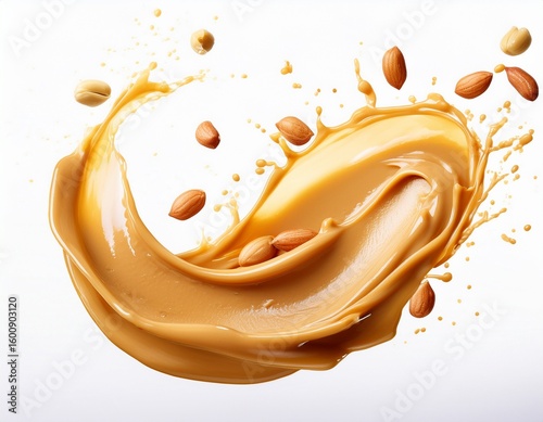 peanut butter splash isolated on white background