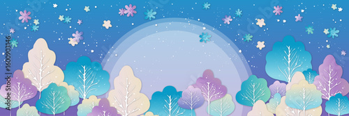 Trees and Flowers at Sunrise – Soft Children’s Illustration