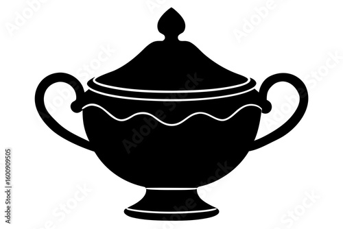 Elegant Porcelain Sugar Bowl with Lid – Perfect for Tea Parties & Formal Dining Silhouette Vector