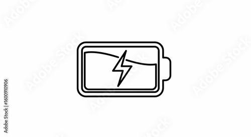 Battery Charging Outline Icon with Lightning Bolt Symbol Inside