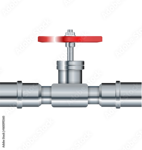 Pipe. Metallic pipes plumbing fittings. Industry pipeline. Vector