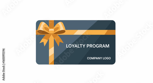 Loyalty Program Card with Golden Ribbon and Bow Illustration