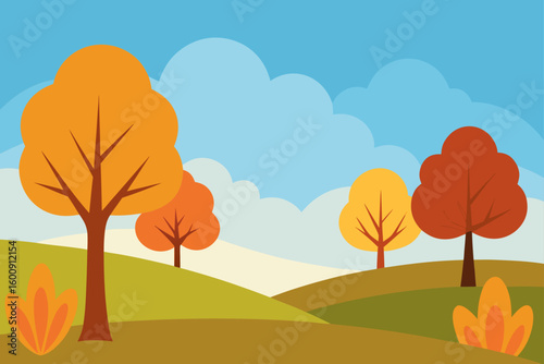 autumn trees and open meadow