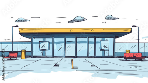Handdrawn Airport Gate Sign Sketch for Terminal - Creative Terminal Signage Illustration