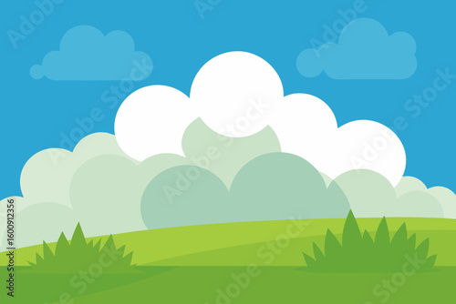 cloudy sky over grassy meadow
