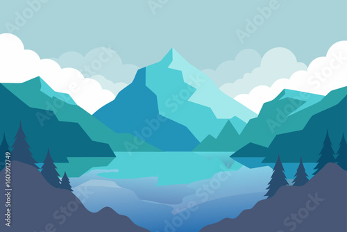 mountain lake with mist