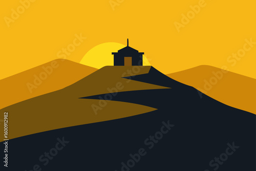 quiet hilltop with golden light