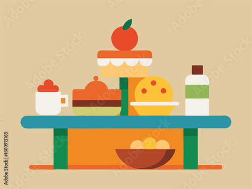 Icon of a table laden with food and drinks for a feast