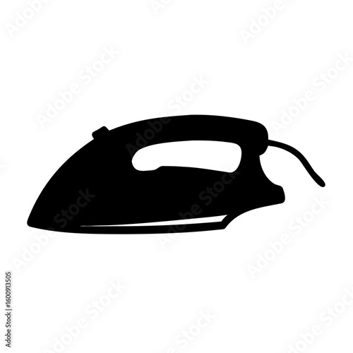 Clean, crisp silhouette of an iron ready to smooth out wrinkles, perfect for fashion, lifestyle, and home design projects, creating a polished look