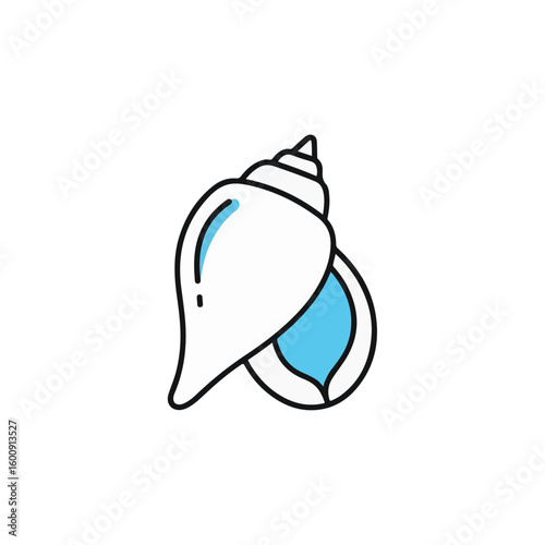 White conch shell with blue interior (left-facing)