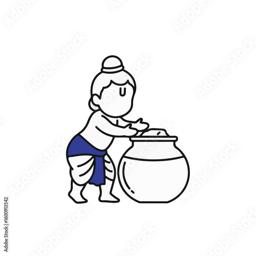 Baby Krishna stealing butter from pot
