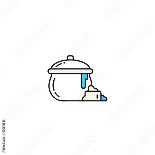 Butter pot with spilling butter for Krishna theme