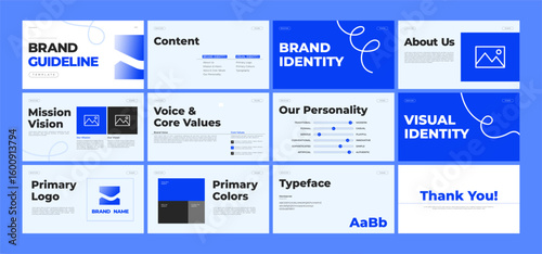 Modern Corporate Brand Identity Guideline Presentation Template with Minimal Style Layout