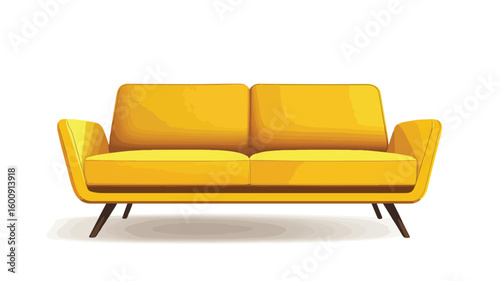 Stylish Modern Yellow Sofa on Clean White Background