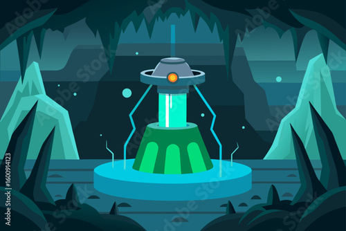 energy reactor deep in alien cave glowing roots