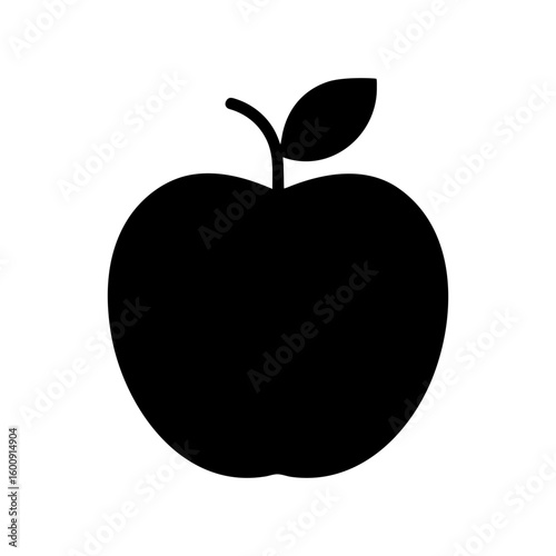 Simple green apple vector icon in clean outline with transparent background  