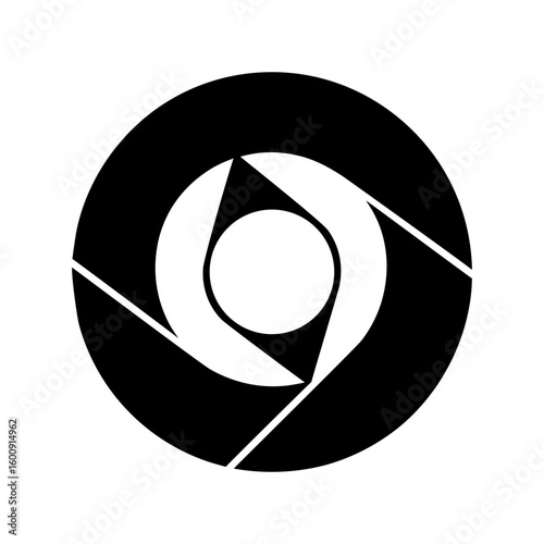 Letter O turned into a camera icon silhouette in clean design with transparent background  