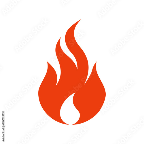 Silhouette of a fire flame icon with curvy tips in bold style with transparent background  