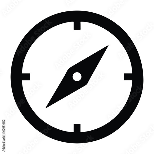 Silhouette compass navigation symbol for exploration and travel