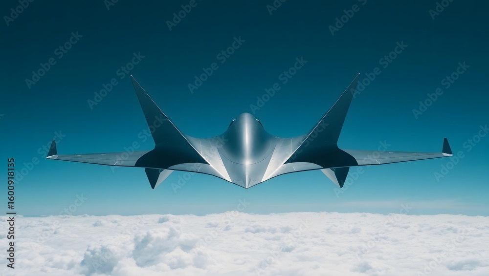 Obraz premium Explore the Innovation of a Futuristic Aircraft in Flight