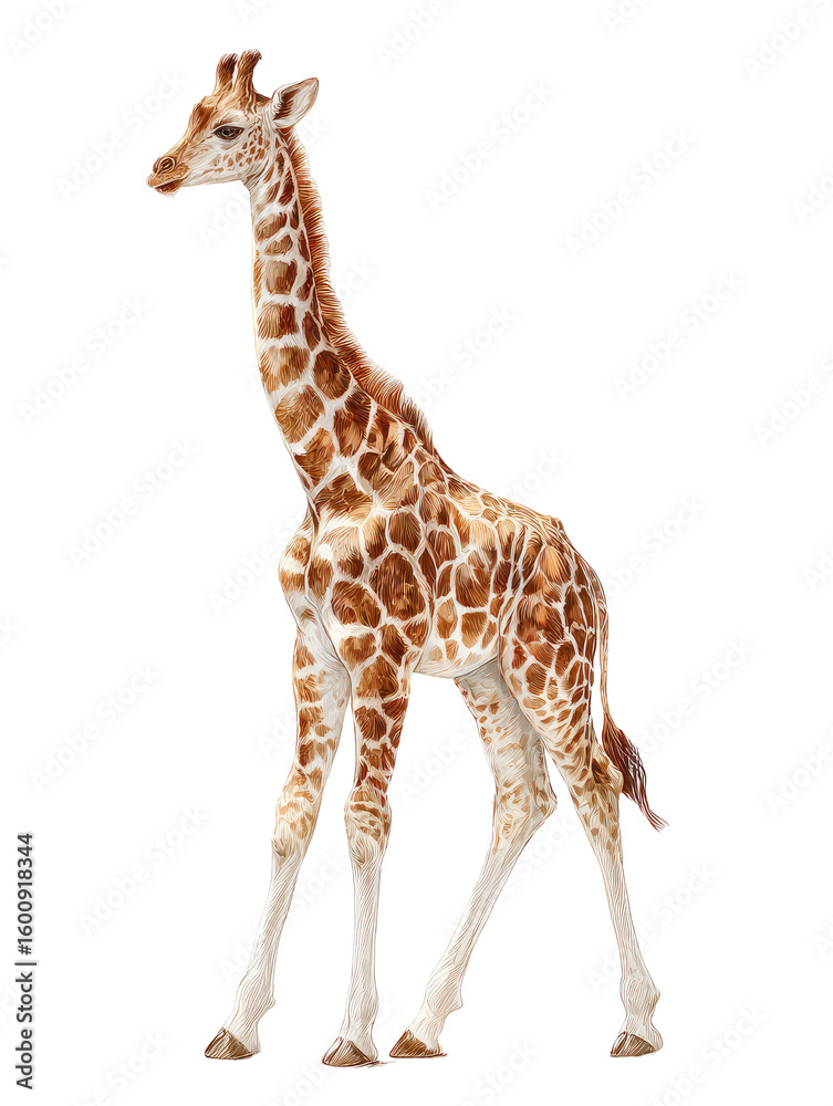 Obraz premium Young giraffe, standing, profile view
